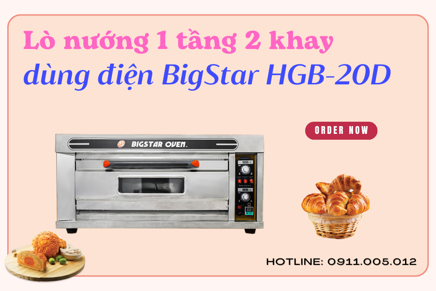 Lò nướng 1 tầng 2 khay dùng điện BigStar HGB-20D