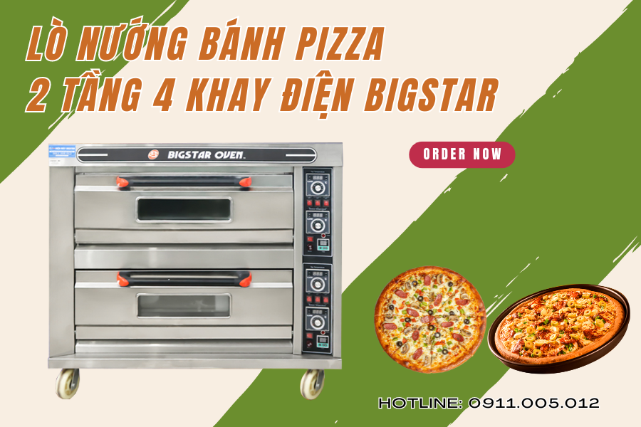 Lò nướng bánh pizza 2 tầng 4 khay điện BigStar