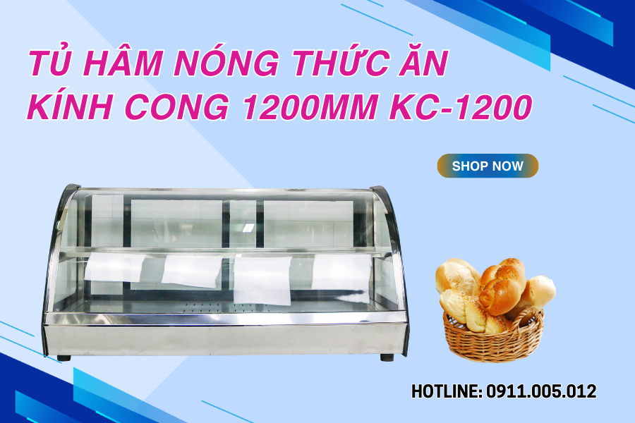 Tủ hâm nóng thức ăn kính cong 1200mm KC-1200